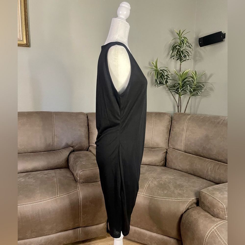BTFBM Sleeveless Black Wrap Bodycon Dress Sz L Spring Summer Beach Party Vacay - Picture 5 of 11